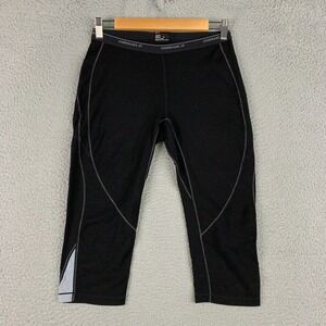 Icebreaker Merino GT 260 Baselayer Pant Womens Medium M Black Wool Capri Legging
